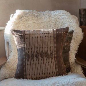 Handwoven Cushion in Earthy Brown and Natural