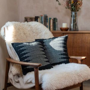 Handloom Cushion – Black & White Geometric