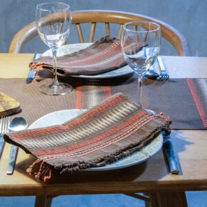 Earthy Brown Placemat – Orange & Beige Accents