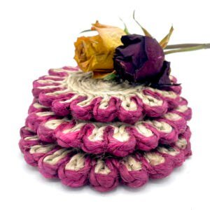 Handcrafted Jute Coasters in Magenta Pink