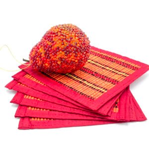 Handwoven Bamboo Coasters in Bright Hues