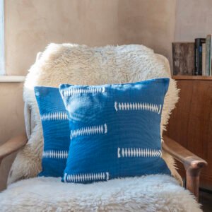 Handloom Cushion Cover in Indigo blue