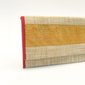 Raw Silk Purse with Golden Motif and Red Trim