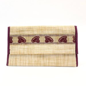 Handwoven Raw Silk Purse with Maroon Jaapi Motif