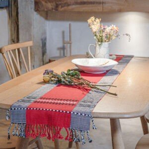 Handwoven Table Runner in Bold Red & Black