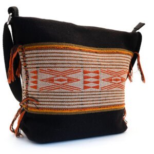 Shoulder Bag with Handwoven Naga Motif and Tassels
