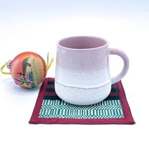 Handwoven Bamboo Coasters – Red & Teal