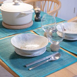 Bamboo Placemats – Teal Green, Handwoven Placemats
