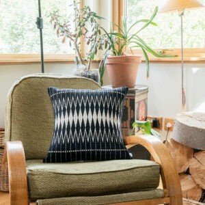 Cushion Cover in Black with Diamond Motifs