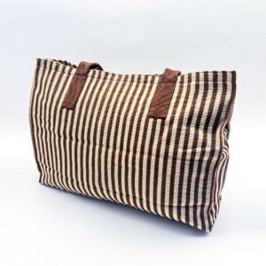 Tote Bag – Handwoven Brown & Beige Stripes