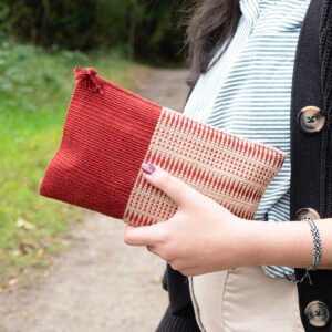 Handwoven Rust and Beige Clutch with Diamond Motif