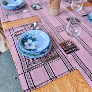 Handwoven Naga Tribal Placemat in Dusty Rose