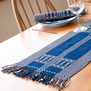 Handwoven Naga Tribal Table Runner in Royal Blue