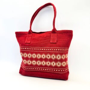 Vila Tote Bag in Deep Red with Floral Motif