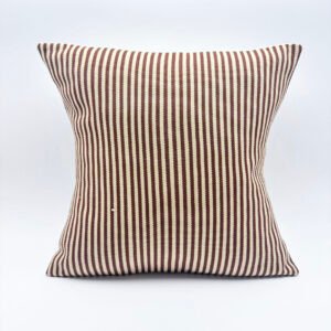 Handwoven Cushion Cover in Oat & Chestnut Stripe