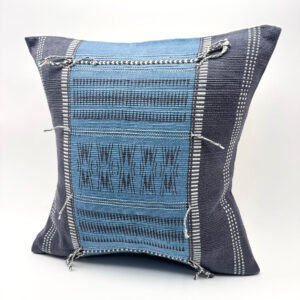 Handwoven Cushion Cover in Powder Blue & Slate