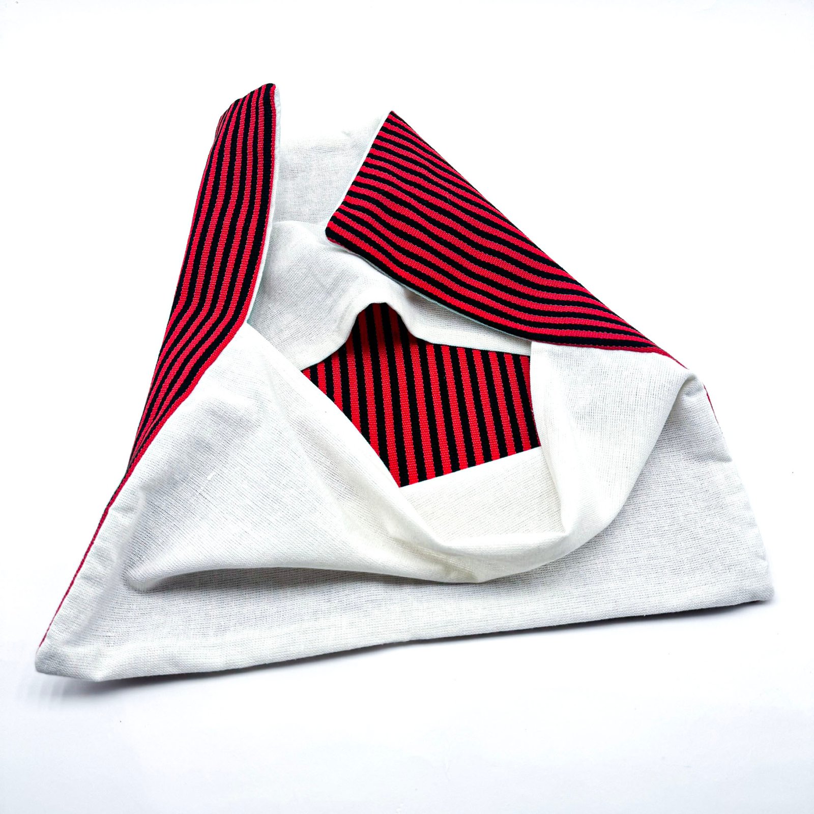 Handwoven Cushion Cover in Poppy Red Stripe - Image 4