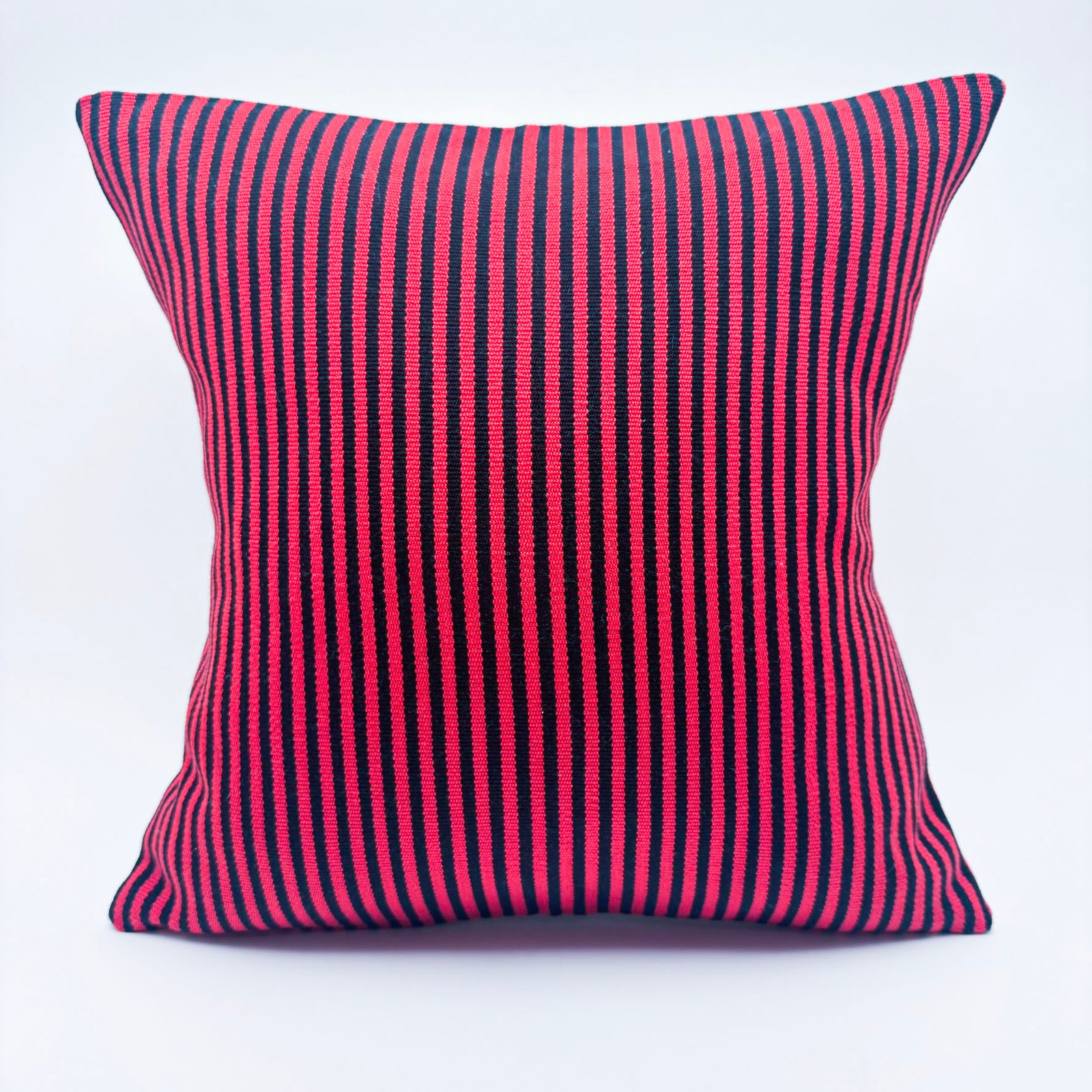 Handwoven Cushion Cover in Poppy Red Stripe