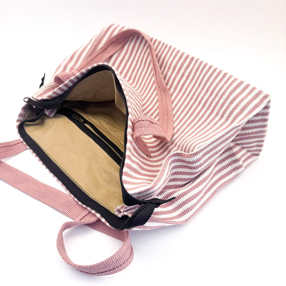 Tote Bag in Pastel Rose & White Stripes - Image 4