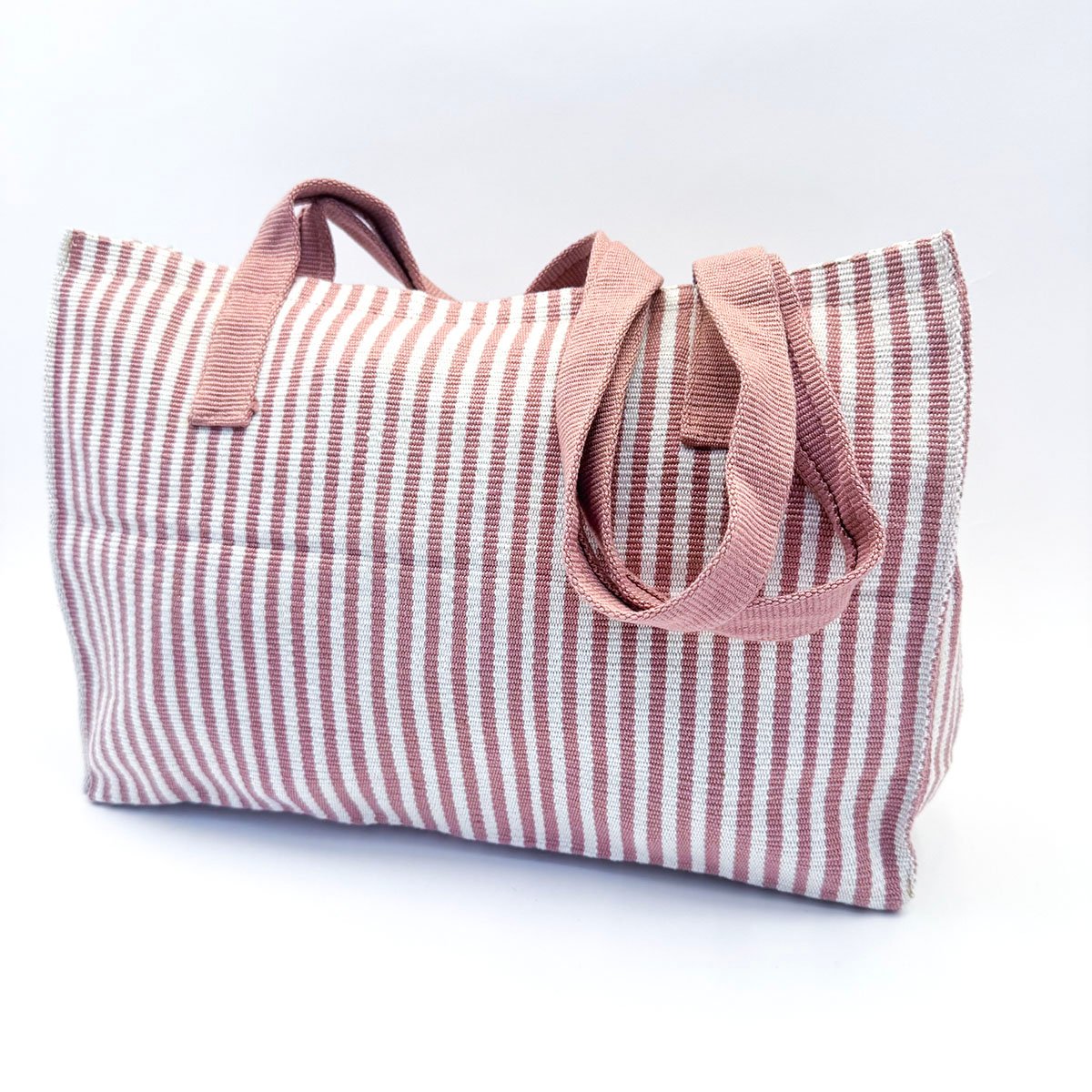 Tote Bag in Pastel Rose & White Stripes