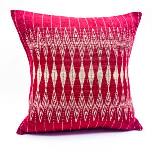 Cushion Cover in Poppy Red with Diamond Motif