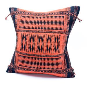 Handwoven Cushion Cover in Terracotta & Black