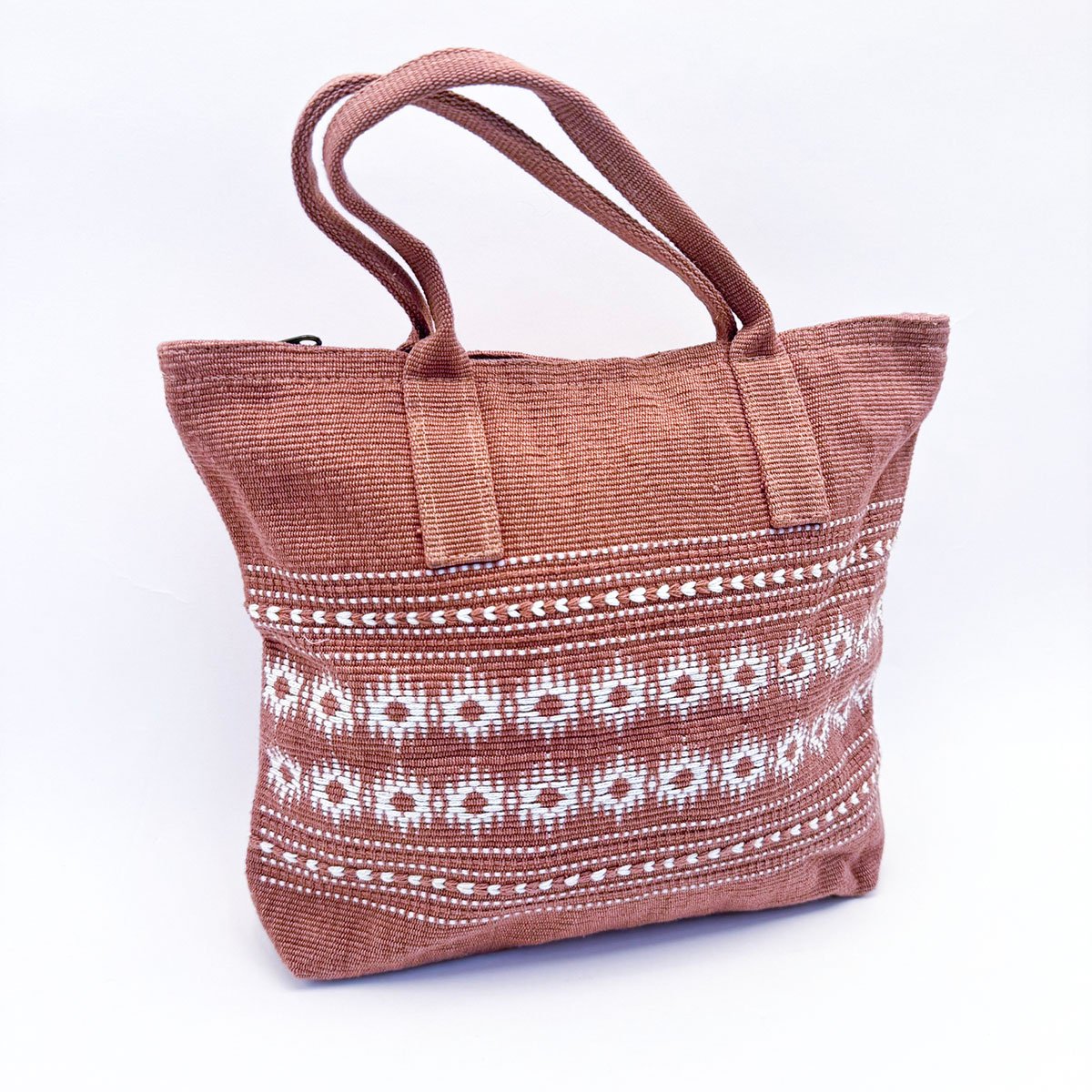 Vila Tote Bag in Dusty Rose with Floral Motifs