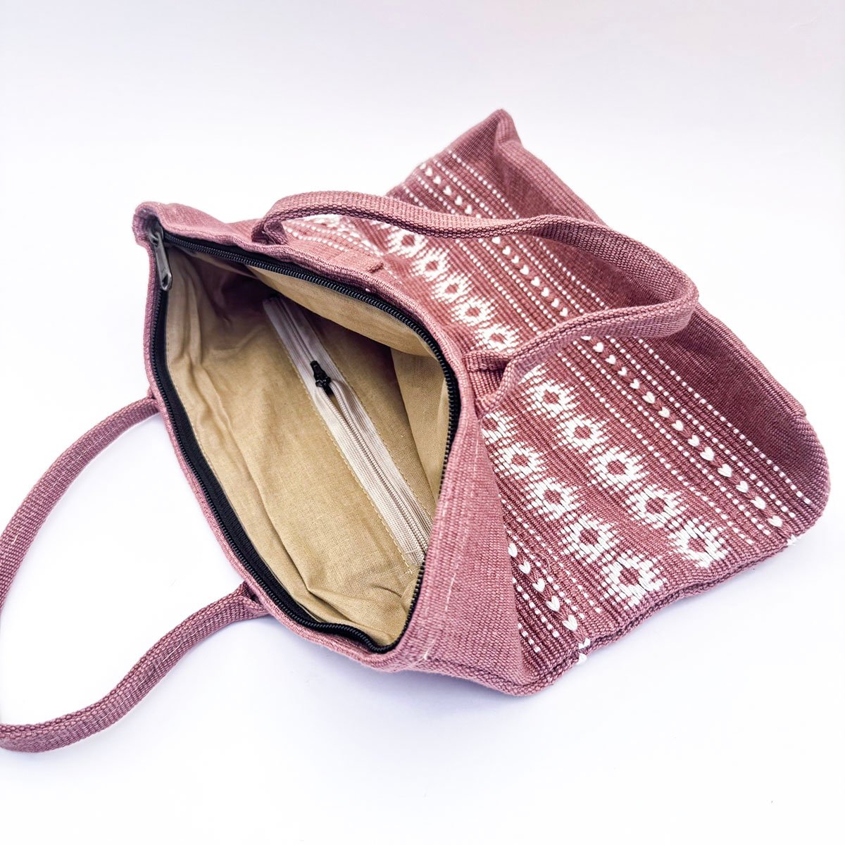 Vila Tote Bag in Dusty Rose with Floral Motifs - Image 4