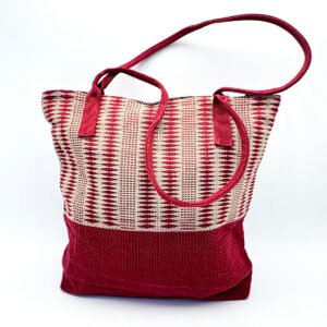 Vila Medium Tote Bag in Peony Red & Oat