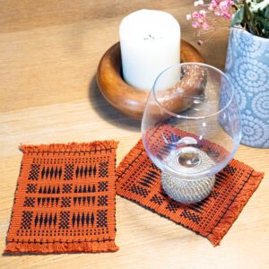 Handwoven Coaster in Terracotta Hues