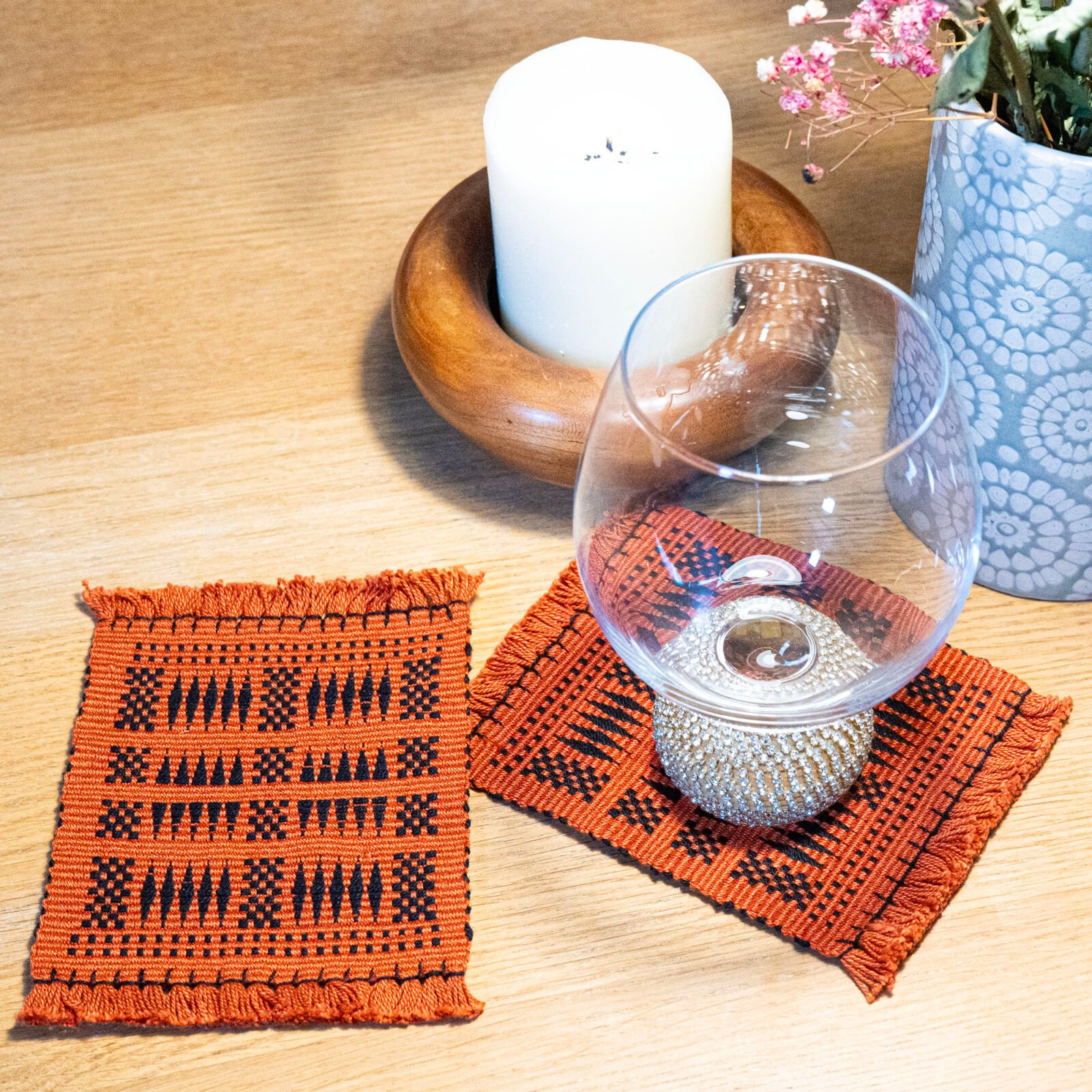 Handwoven Coaster in Terracotta Hues